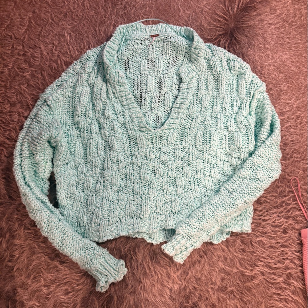 Mint Green Cable Knit Sweater